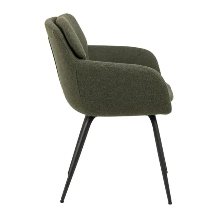 CASA Living Dora Spisebordsstol H 84 x B 58 x D 59 cm - Stof/stål - Grøn