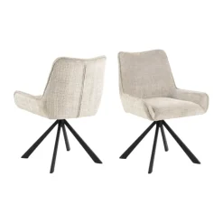 CASA Living Eddie Spisebordsstol - 2 stk H 81 x B 59 x D 56 cm - Juto-stof/stål - Beige