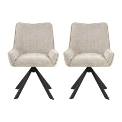 CASA Living Eddie Spisebordsstol - 2 stk H 81 x B 59 x D 56 cm - Juto-stof/stål - Beige