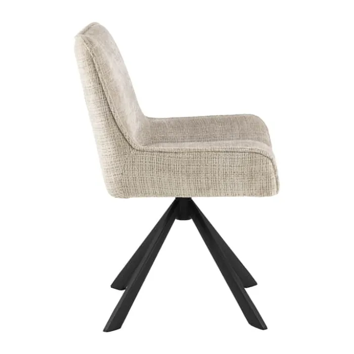 CASA Living Eddie Spisebordsstol - 2 stk H 81 x B 59 x D 56 cm - Juto-stof/stål - Beige