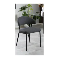 CASA Living Edina Spisebordsstol - 2 stk H 77 x B 56 x L 55 cm - Metal - Mørkegrå