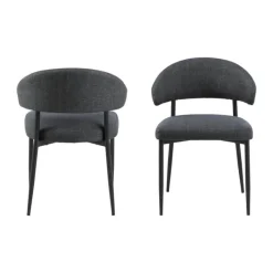 CASA Living Edina Spisebordsstol - 2 stk H 77 x B 56 x L 55 cm - Metal - Mørkegrå