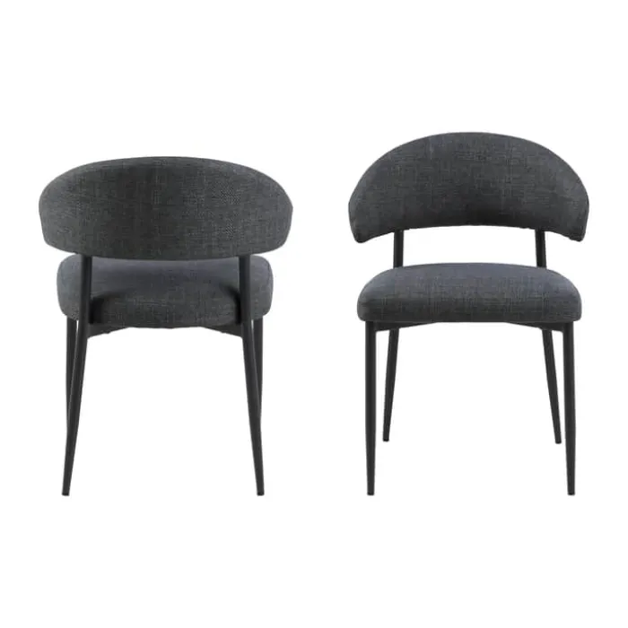 CASA Living Edina Spisebordsstol - 2 stk H 77 x B 56 x L 55 cm - Metal - Mørkegrå