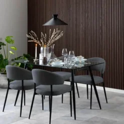 CASA Living Edina Spisebordsstol - 2 stk H 77 x B 56 x L 55 cm - Metal - Mørkegrå