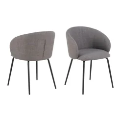 CASA Living Eleanor Spisebordsstol - 2 stk H 79 x B 55,5 x D 55 cm - Stof/stål - Gråbrun