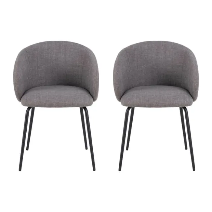 CASA Living Eleanor Spisebordsstol - 2 stk H 79 x B 55,5 x D 55 cm - Stof/stål - Gråbrun