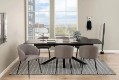CASA Living Eleanor Spisebordsstol - 2 stk H 79 x B 55,5 x D 55 cm - Stof/stål - Gråbrun