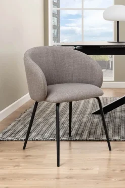 CASA Living Eleanor Spisebordsstol - 2 stk H 79 x B 55,5 x D 55 cm - Stof/stål - Gråbrun