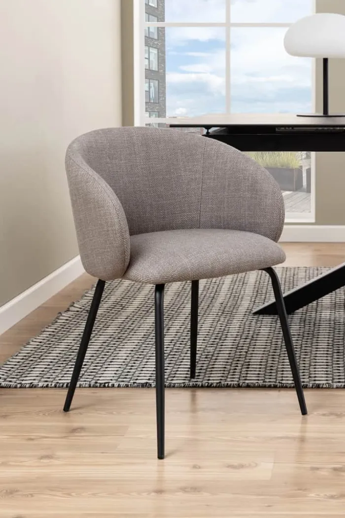 CASA Living Eleanor Spisebordsstol - 2 stk H 79 x B 55,5 x D 55 cm - Stof/stål - Gråbrun