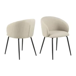 CASA Living Eleanor Spisebordsstol - 2 stk H 79 x B 55,5 x D 55 cm - Stof/stål - Beige