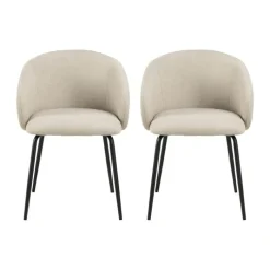 CASA Living Eleanor Spisebordsstol - 2 stk H 79 x B 55,5 x D 55 cm - Stof/stål - Beige
