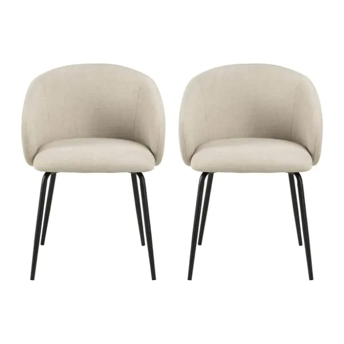 CASA Living Eleanor Spisebordsstol - 2 stk H 79 x B 55,5 x D 55 cm - Stof/stål - Beige