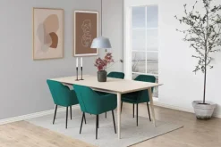CASA Living Emilia Spisebordsstol H 83 x B 57 x D 61 cm - Metal/stof - Flaskegrøn/sort