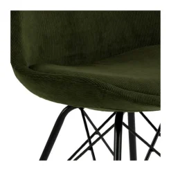 CASA Living Eris Spisebordsstol - 2 stk. H 85,5 x B 48,5 x D 54 cm - Stof/pulverlakeret metal - Olivengrøn/sort