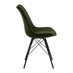 CASA Living Eris Spisebordsstol - 2 stk. H 85,5 x B 48,5 x D 54 cm - Stof/pulverlakeret metal - Olivengrøn/sort