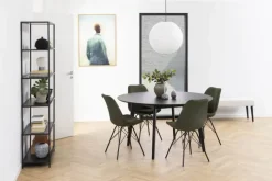 CASA Living Eris Spisebordsstol - 2 stk. H 85,5 x B 48,5 x D 54 cm - Stof/pulverlakeret metal - Olivengrøn/sort