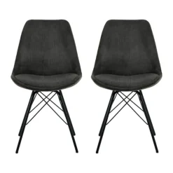 CASA Living Eris Spisebordsstol - 2 stk. H 85,5 x B 48,5 x D 54 cm - Stof/pulverlakeret metal - Antracit