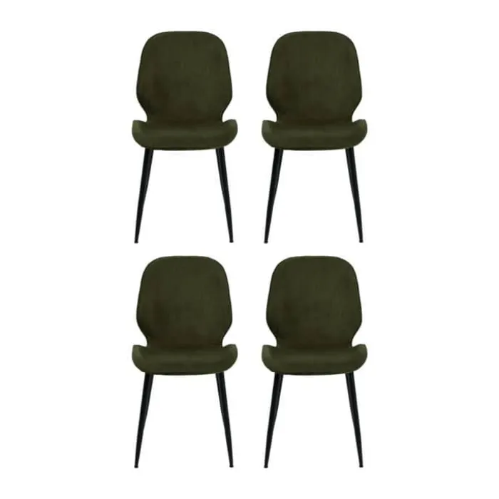 CASA Living Femke Spisebordsstol 4 stk. H 85 x B 47,5 x D 57,5 cm - Metal/stof - Olivengrøn/sort