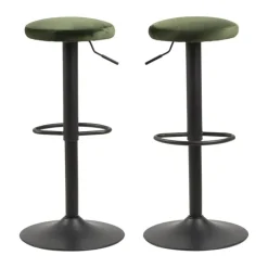 CASA Living Finch Barstol - 2 stk H 80 x B 40 cm - Stof/stål - Grøn