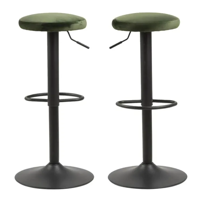 CASA Living Finch Barstol - 2 stk H 80 x B 40 cm - Stof/stål - Grøn