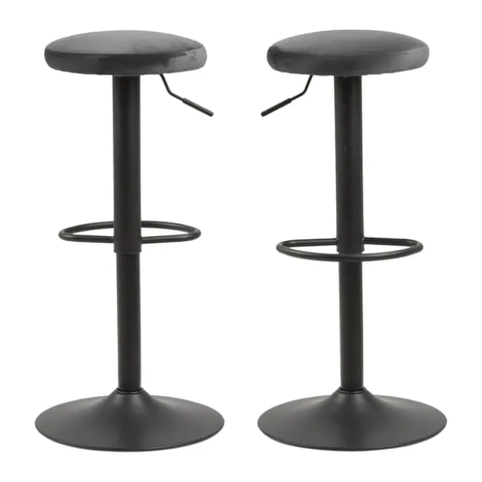 CASA Living Finch Barstol - 2 stk H 82 x B 40 cm - Stof/stål - Mørkegrå