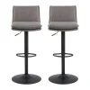 CASA Living Flynn Barstol - 2 stk H 107 x B 44 x D 53 cm - Basel stof/stål - Lysegrå