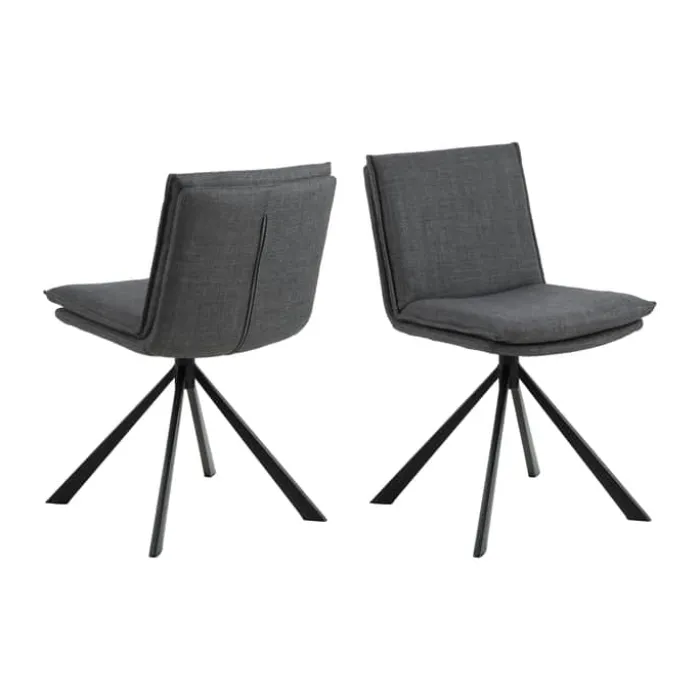 CASA Living Flynn Spisebordsstol H 85 x B 47 x D 59 cm - Stof/stål - Mørkegrå
