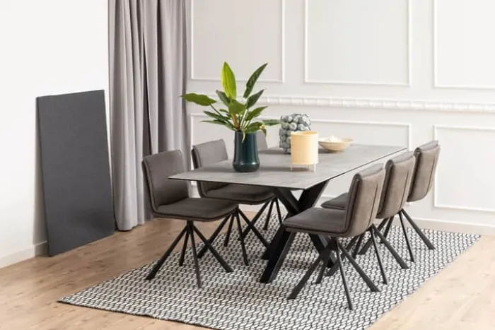 CASA Living Flynn Spisebordsstol H 85 x B 47 x D 59 cm - Stof/stål - Lysegrå