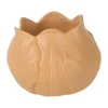 CASA Living Fyrfadsstage Blomst Ø 12,5 x H 9 cm - Porcelæn - Terracotta