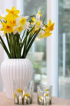 CASA Living Fyrfadsstage H 13 cm - Glas - Klar/gul