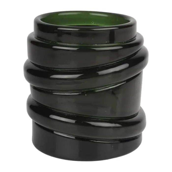 CASA Living Fyrfadsstage H 7,7 cm - Glas - Mørkegrøn