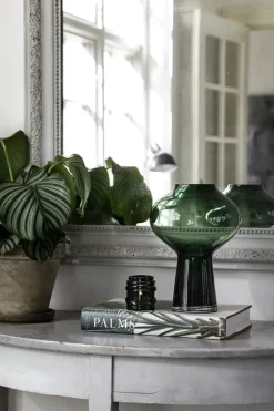CASA Living Fyrfadsstage H 7,7 cm - Glas - Mørkegrøn