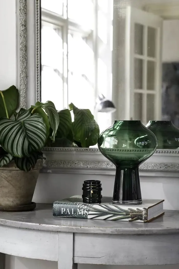 CASA Living Fyrfadsstage H 7,7 cm - Glas - Mørkegrøn