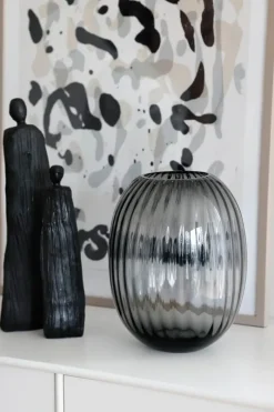 CASA Living Glasvase Ø 16 x H 19 cm - Glas - Grå
