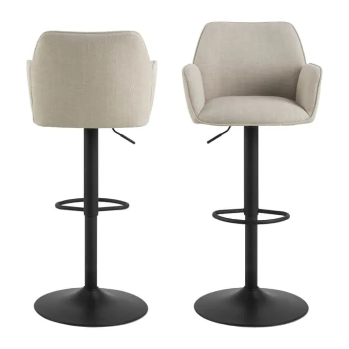 CASA Living Glenda Barstol H 114 x B 52,5 x D 52 cm - Stof/stål - Beige/sort