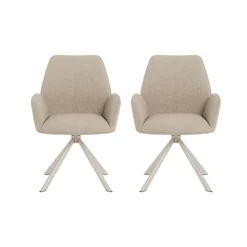 CASA Living Glenda Spisebordsstol - 2 stk. H 88,5 x B 61 x D 63 cm - Stål/stof - Beige