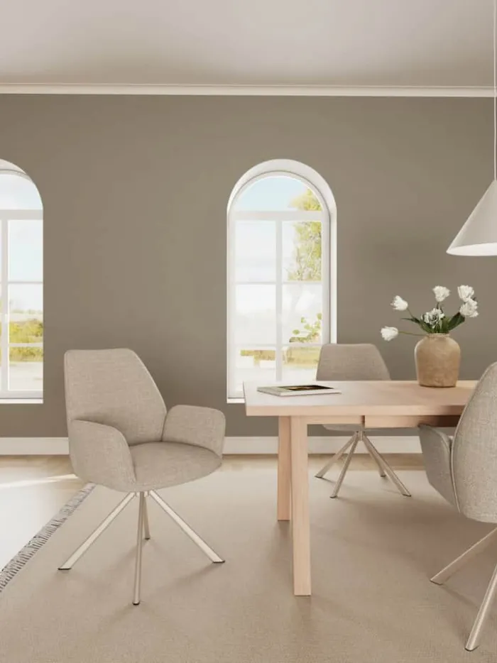 CASA Living Glenda Spisebordsstol - 2 stk. H 88,5 x B 61 x D 63 cm - Stål/stof - Beige