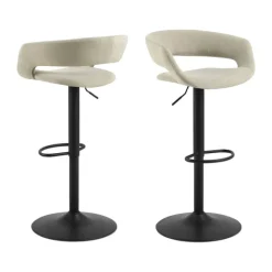 CASA Living Grace Barstol - 2 stk H 101 x B 54,5 x L 48,5 cm - Stof/stål - Sand