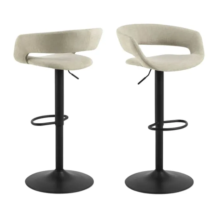 CASA Living Grace Barstol - 2 stk H 101 x B 54,5 x L 48,5 cm - Stof/stål - Sand