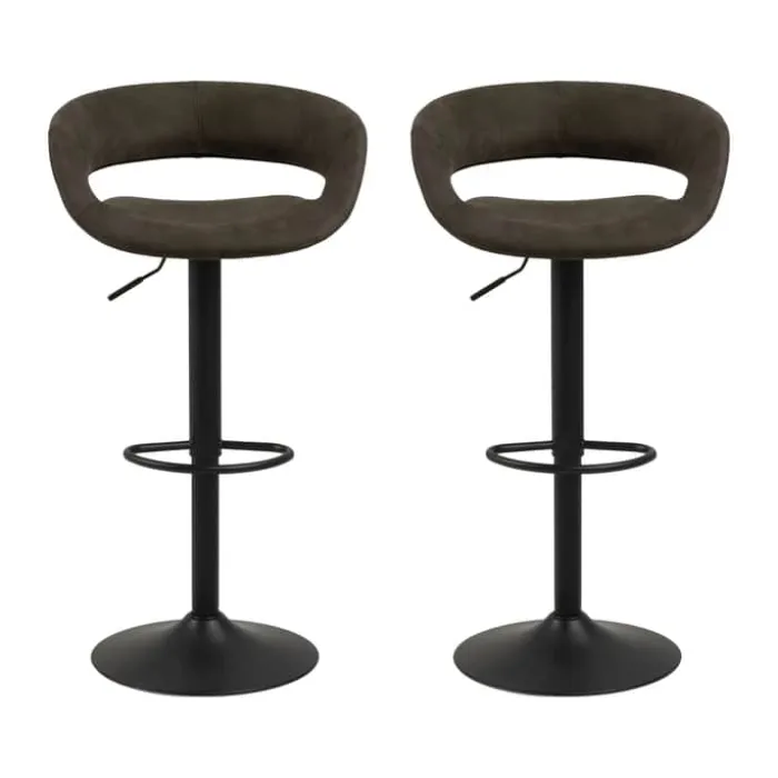 CASA Living Grace Barstol - 2 stk H 101 x B 54,5 x D 48,5 cm - Stål/stof - Antracit