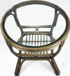 CASA Living Havebord Ø 60 cm - Rattan/glas - Grå