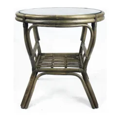 CASA Living Havebord Ø 60 cm - Rattan/glas - Grå