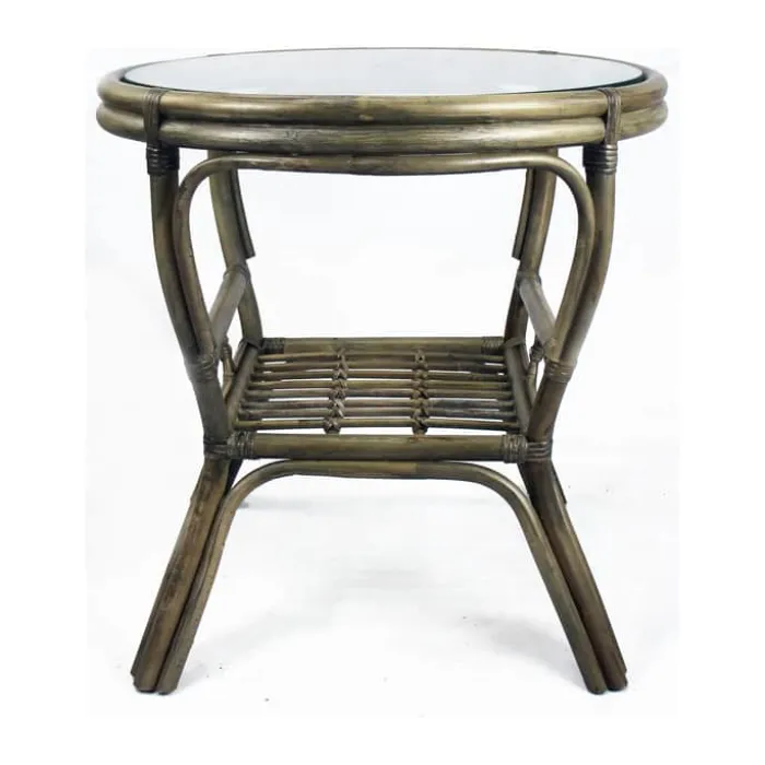 CASA Living Havebord Ø 60 cm - Rattan/glas - Grå