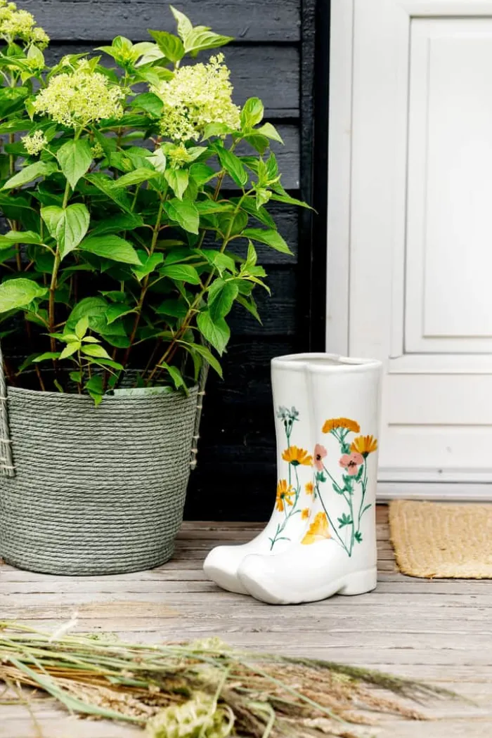 CASA Living Havefigur - Gummistøvler H 40 cm - Dolomit - Hvid
