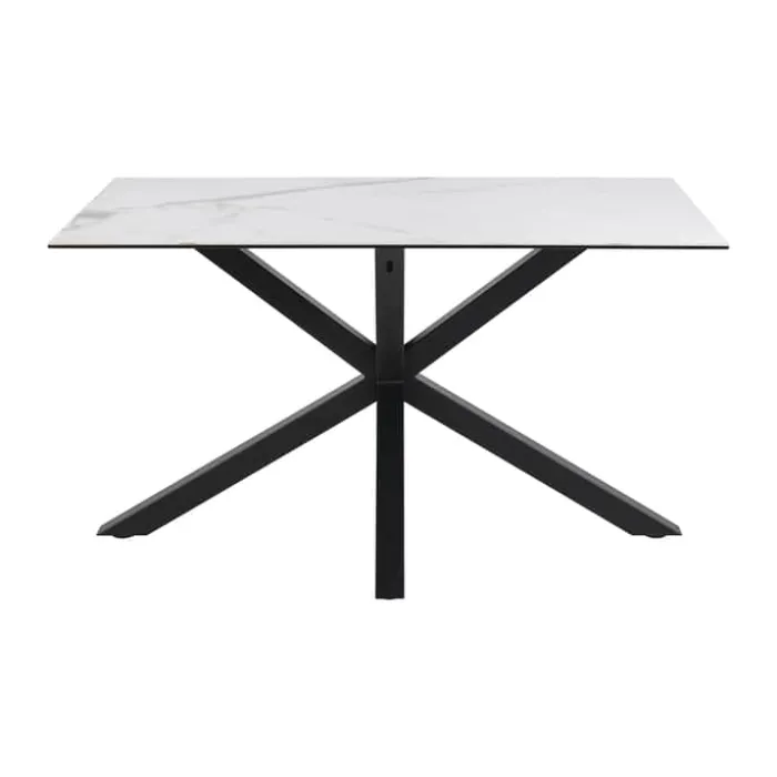 CASA Living Heaven Spisebord H 75,5 x B 135 x L 80 cm - Keramik/metal - Hvid Akranes/sort