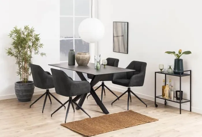 CASA Living Heaven Spisebord H 75,5 x B 160 x L 90 cm - Glas/metal - Sort Fairbanks/sort