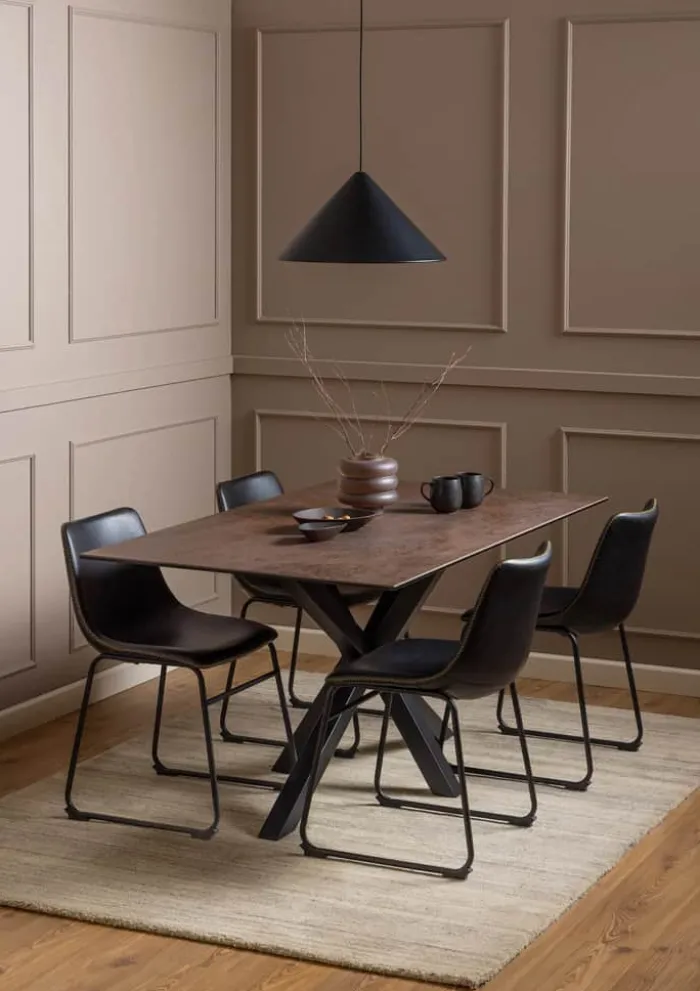 CASA Living Heaven Spisebord H 75,5 x B 160 x L 90 cm - Keramik/metal - Rustbrun lemco/mat sort