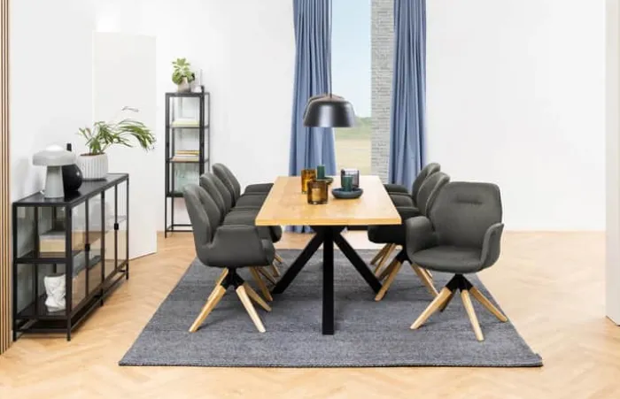 CASA Living Heaven Spisebord H 75,5 x B 220 x L 90 cm - Glas/metal - Vild eg/sort