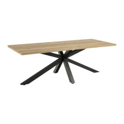 CASA Living Heaven Spisebord H 75,5 x B 220 x L 90 cm - Glas/metal - Vild eg/sort
