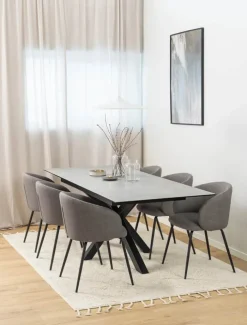 CASA Living Heaven Spisebord H 76 x B 210 x L 90 cm - Keramik/metal - Grå anista/mat sort - Grå anista/mat sort